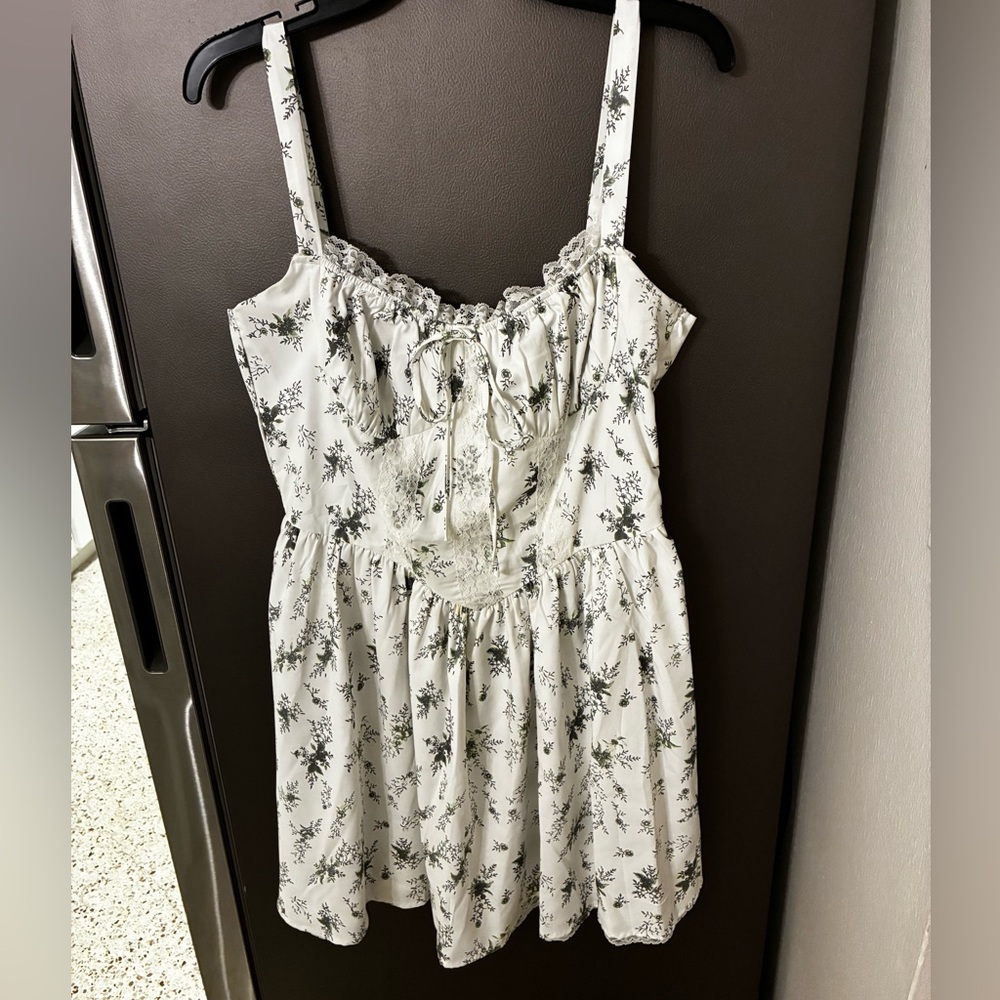 IDOPIP Corset Floral Bustier Sundress Lace Mini Dress Boho Milkmaid Prom Party